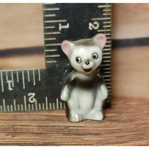 Vintage Miniature Porcelain/China Handpainted Bear Figure Unsigned 2" Tall